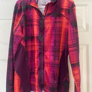 Tek Gear Pink & Orange Striped Athletic Zip Jacket